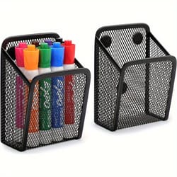 magnetic mesh stainless steel pen holder – stylish desk organizer for office or home