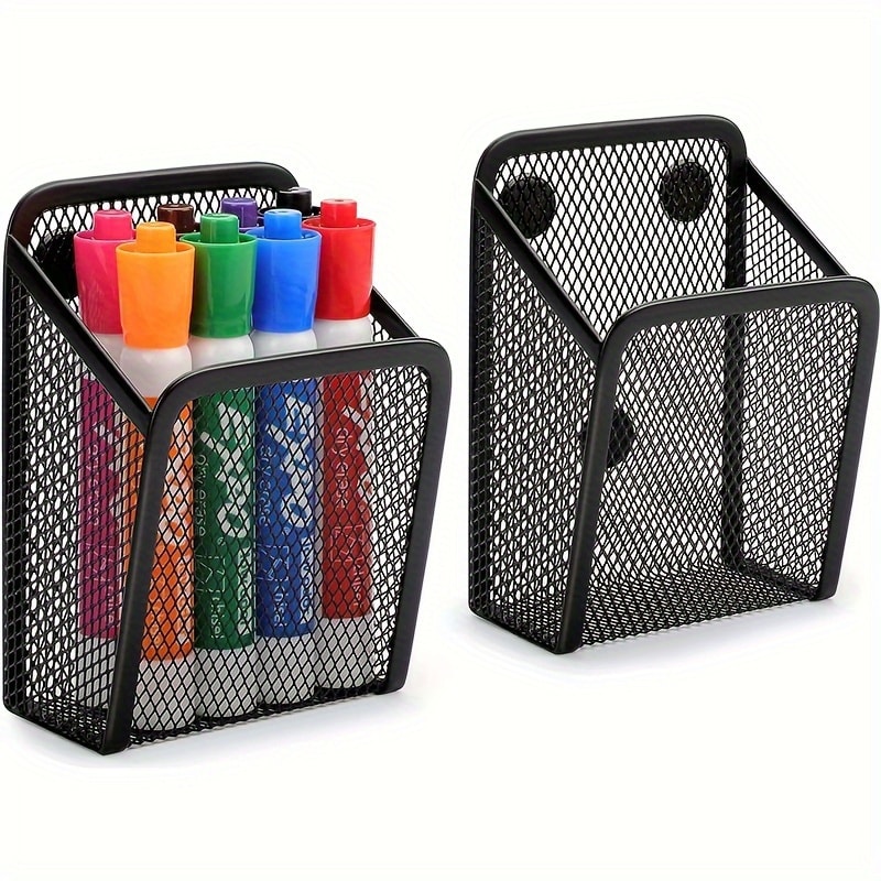 Magnetic Mesh Stainless Steel Pen Holder Stylish Desk Organizer For Office Or Home 0
