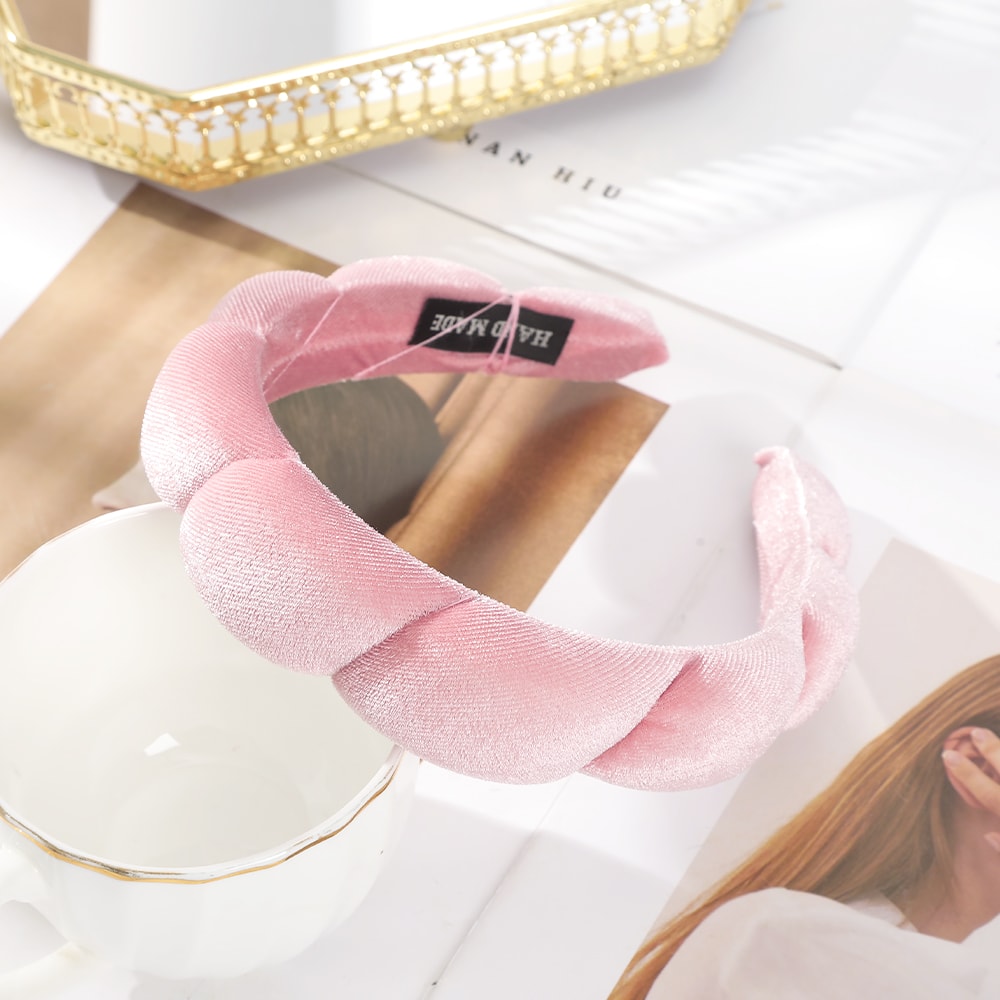 Velvet Twist Headband For Women Retro Wavy Braided Hair Hoops 4