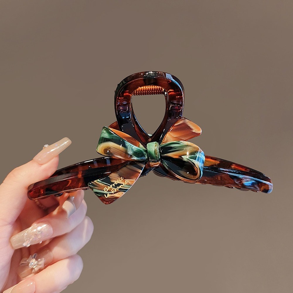 Elegant Enamel Bow Shark Clip HighEnd Acrylic Hair Clip For All Hairstyles 0
