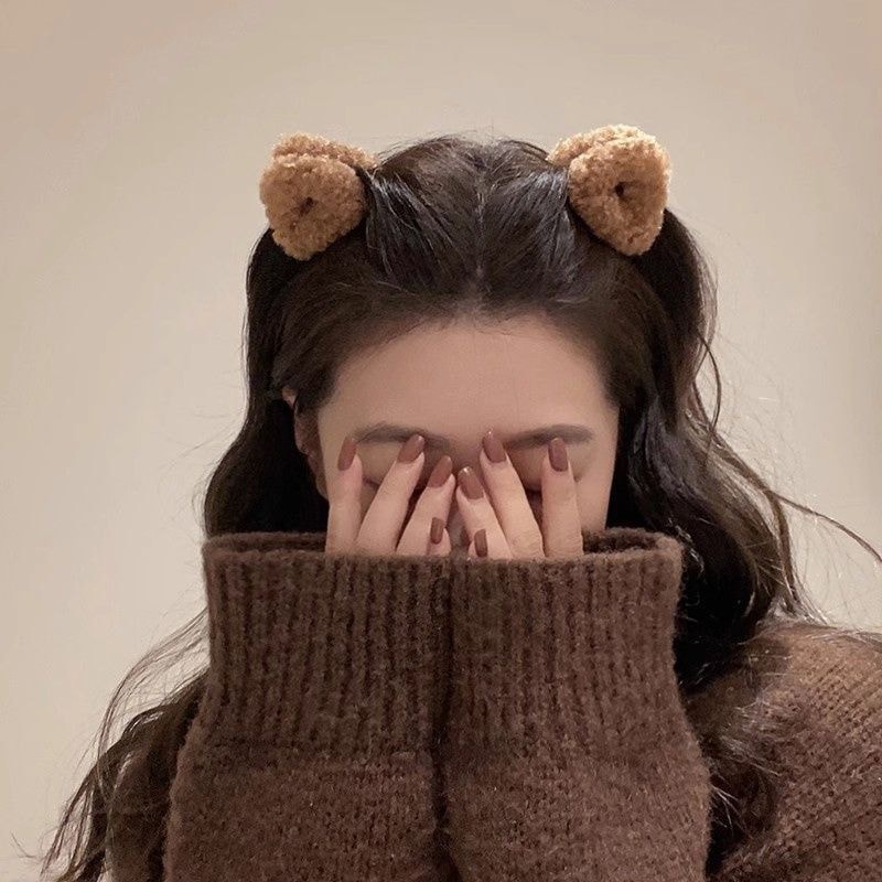 Plush Cat Ears Hair Clips For Women Sweet Cute Beige Duck Beak Clip Hairpins For Fashion Girls Hea 0