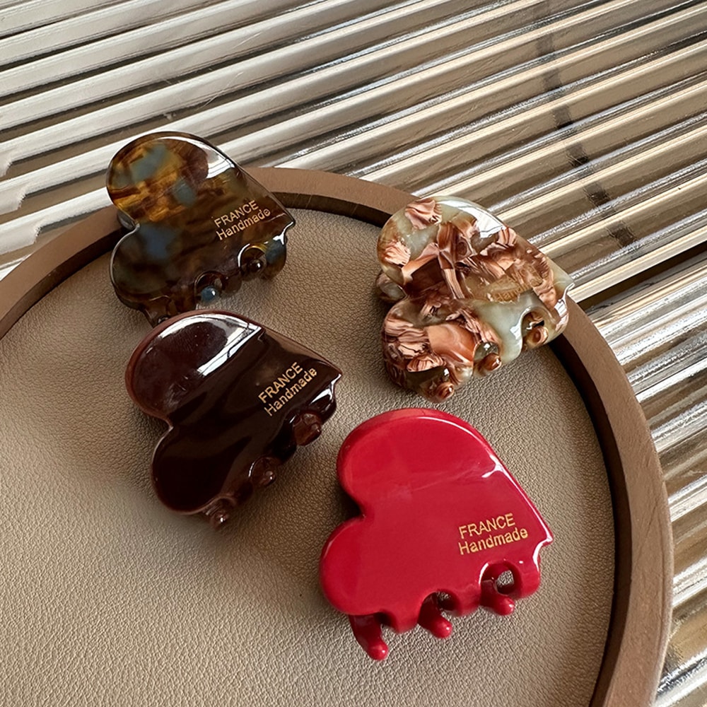 Cute HeartShaped Hair Claw Clips For Women Stylish Acetate Hair Accessories For Girls 0