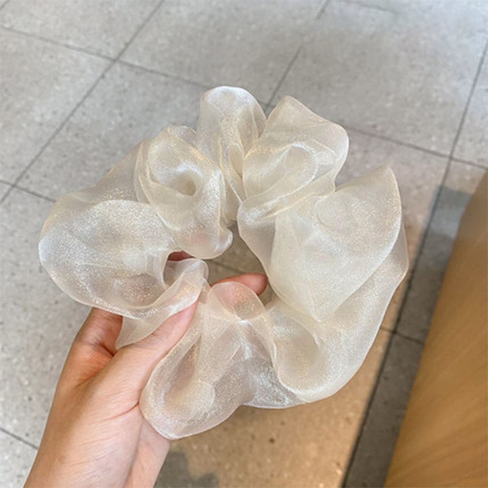 Elegant Pearlescent Double Layer Hair Circle For Women Fashion Mesh Headrope Party Hair Accessory 5