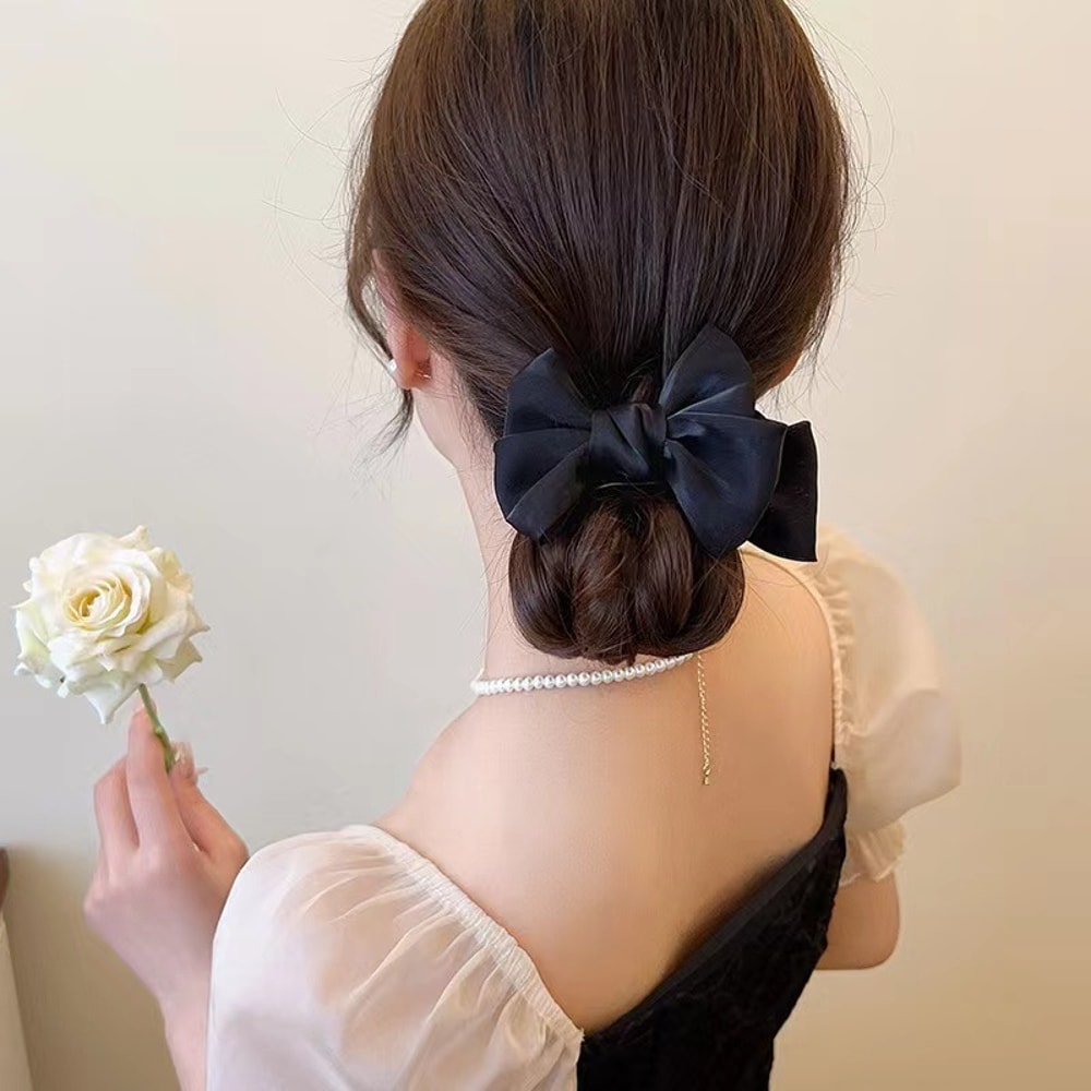 Elegant Bow Mesh Hair Clip For Women KoreanInspired Fashion Hair Accessory For Ponytail Braid 1