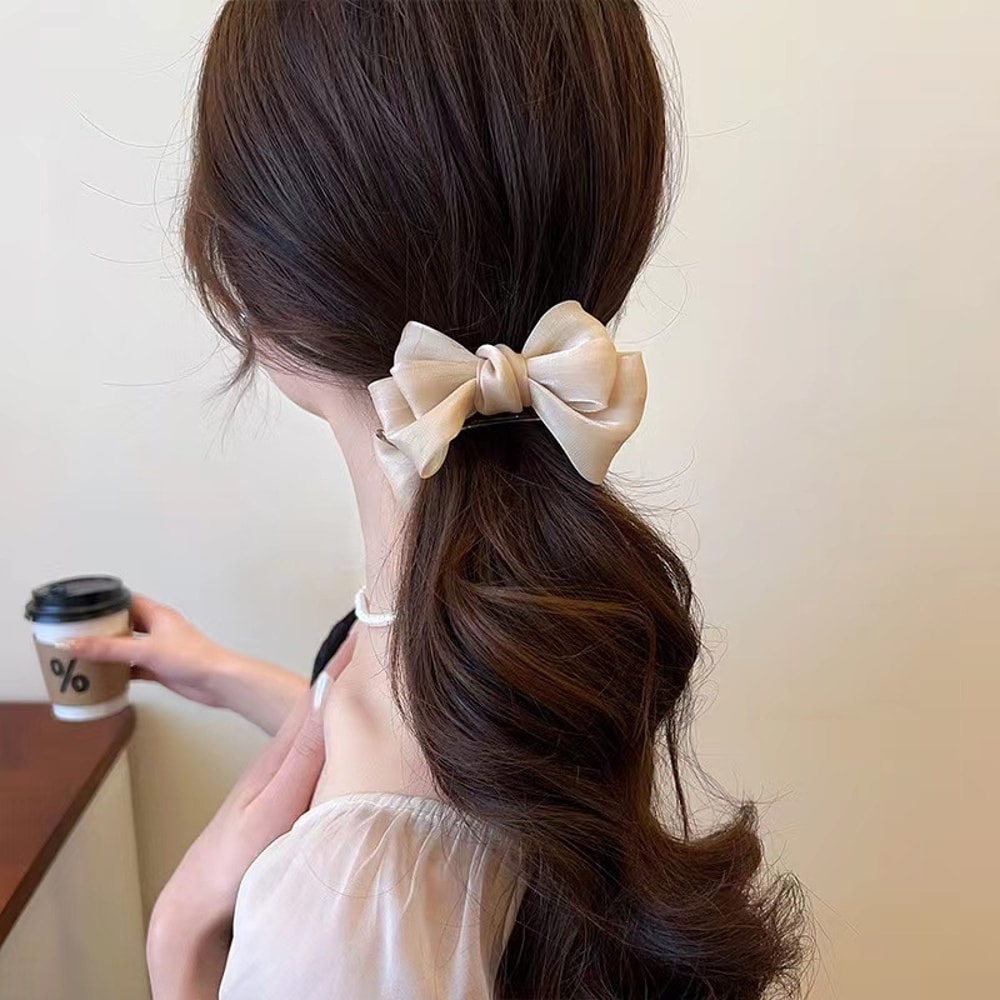 Elegant Bow Mesh Hair Clip For Women KoreanInspired Fashion Hair Accessory For Ponytail Braid 0