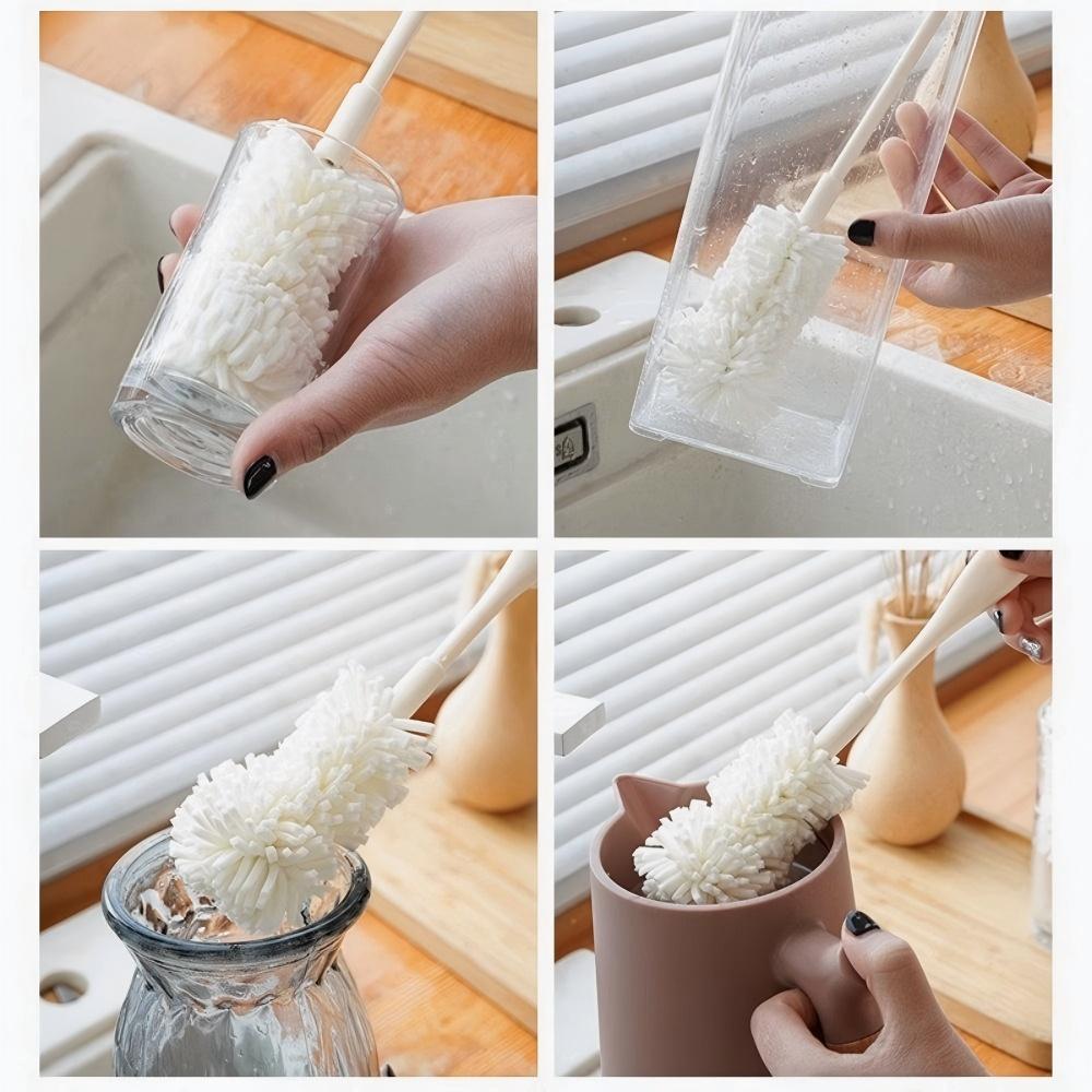 Long Handle Cup Brush for Tea Stains, Non-Dead Sponge for Baby Bottles and Vases