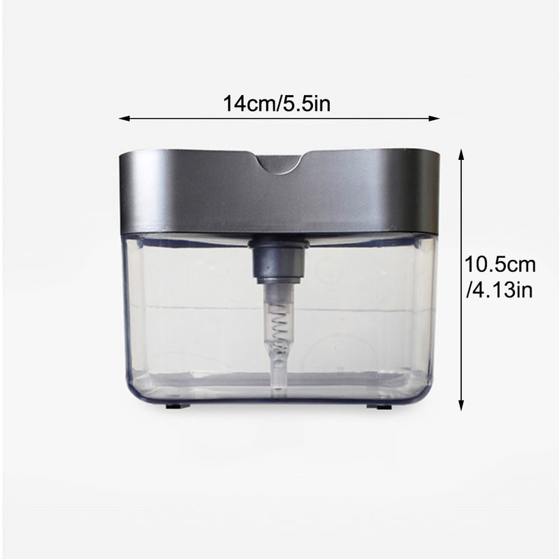 Durable Kitchen Soap Liquid Dispenser With Sponge Holder Leakproof Easy Refill Black 6