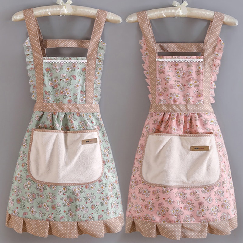 Floral Kitchen Apron with Adjustable Strap and Pocket – Perfect for Cooking, Baking, and Grilling