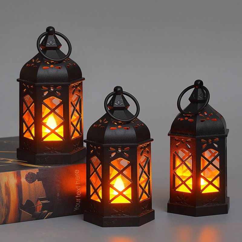 Portable LED Hexagonal Candle Lantern Flameless Night Light Decorative Ornament For Parties Event 0