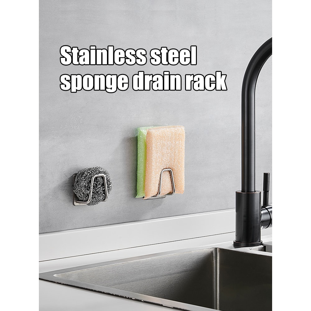 RustResistant Stainless Steel Sink Sponge Drain Rack Durable Waterproof Kitchen Organizer For Spon 2