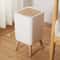 Modern Clamshell Garbage Can With Wooden Legs White Ideal For Bedroom Living Room Bathroom 2
