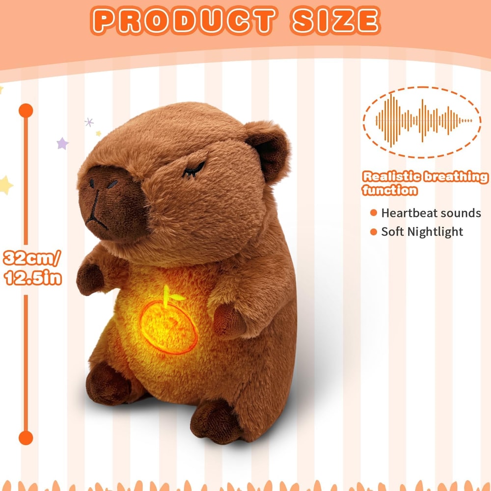 Breathing Capybara Plush Toy With Light And Sound A Cozy Sleep Companion For Kids 4