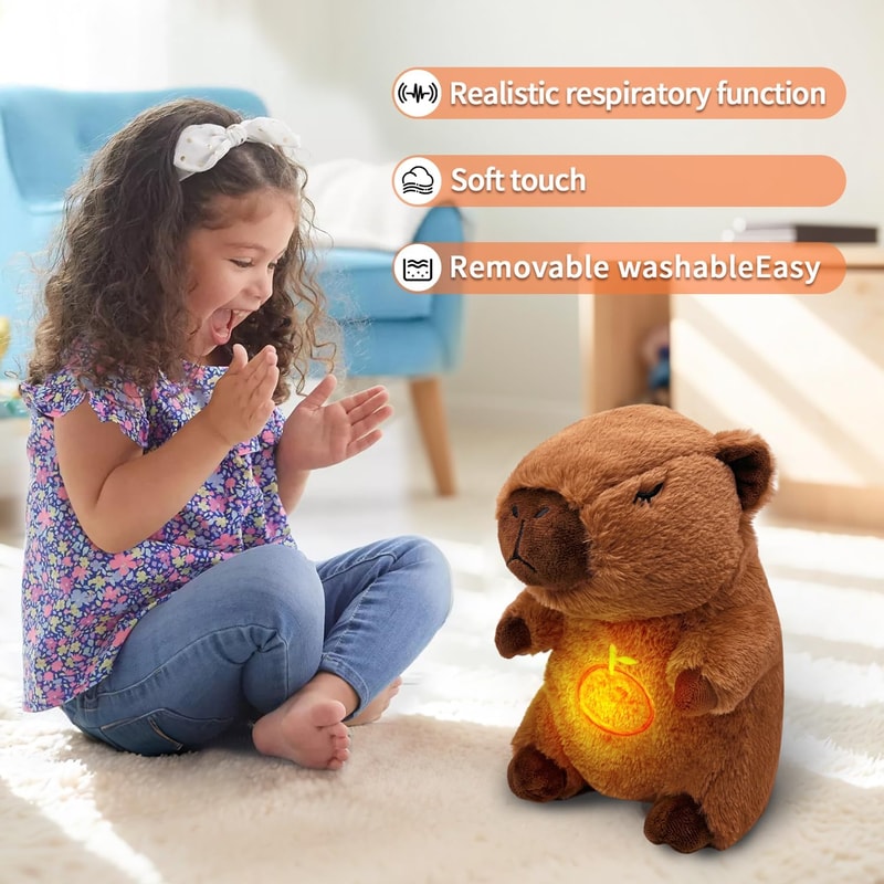 Breathing Capybara Plush Toy With Light And Sound A Cozy Sleep Companion For Kids 5