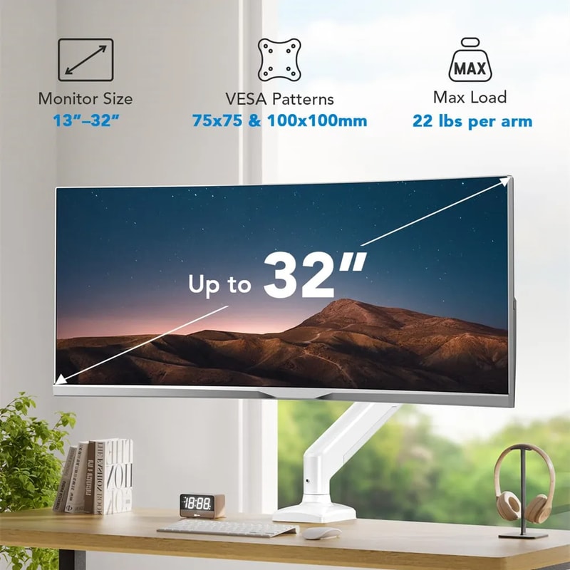 Adjustable Monitor Desk Mount For Screens Tilt Swivel Arm With CClamp Installation 3