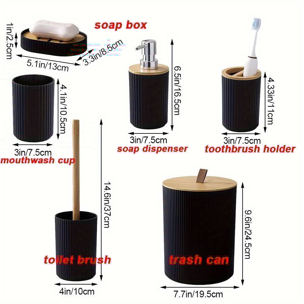 Complete Bathroom Accessory Set With Trash Can Toothbrush Holder Soap Dispenser 4