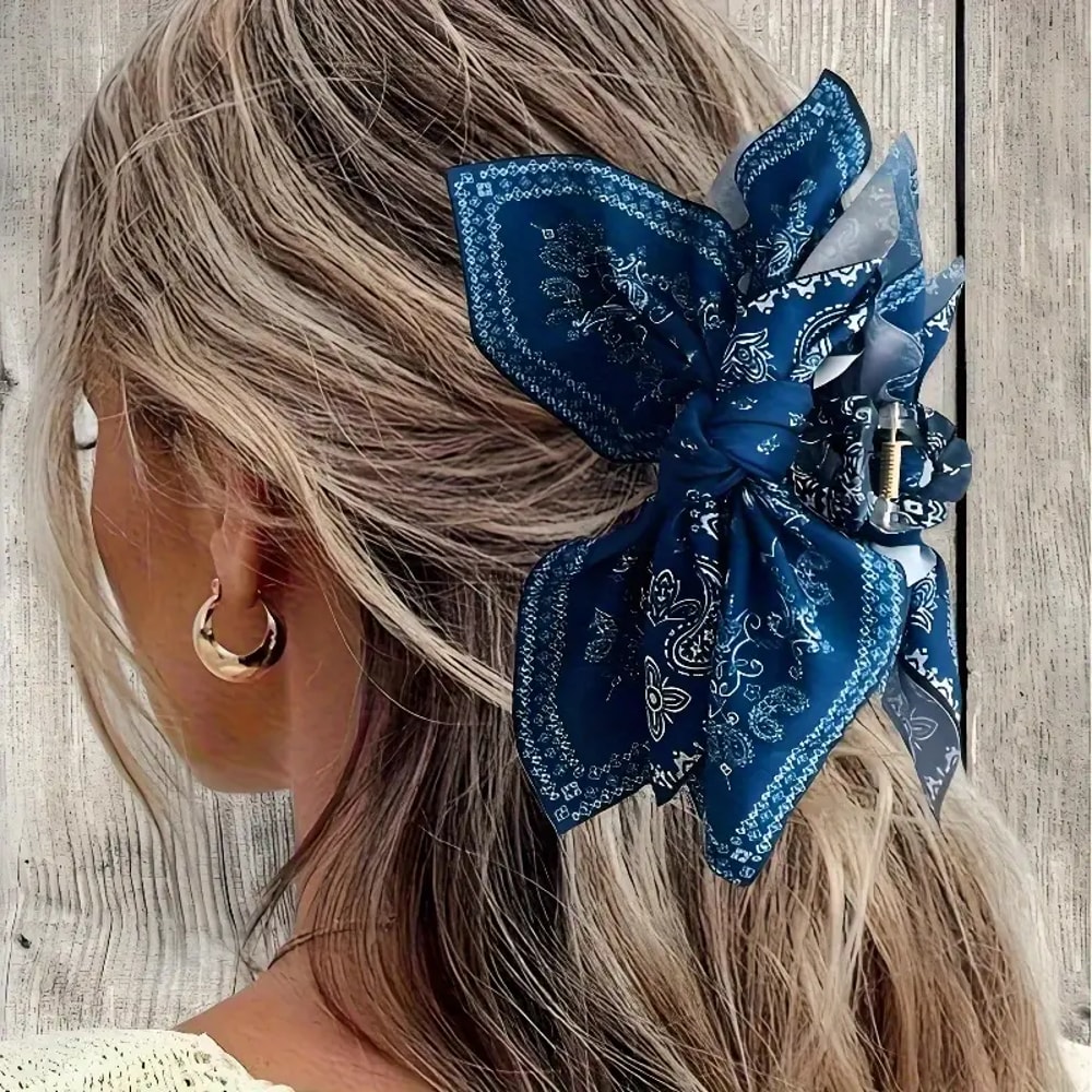 DoubleSided Cashew Flower Butterfly Knot Hair Clip Stylish Summer Shark Clip For Fashion Lovers 2