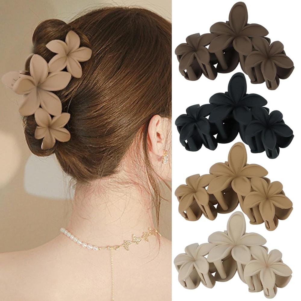 Nonslip Matte Flower Claw Hair Clip Elegant Big Claw For Beach Styling 2