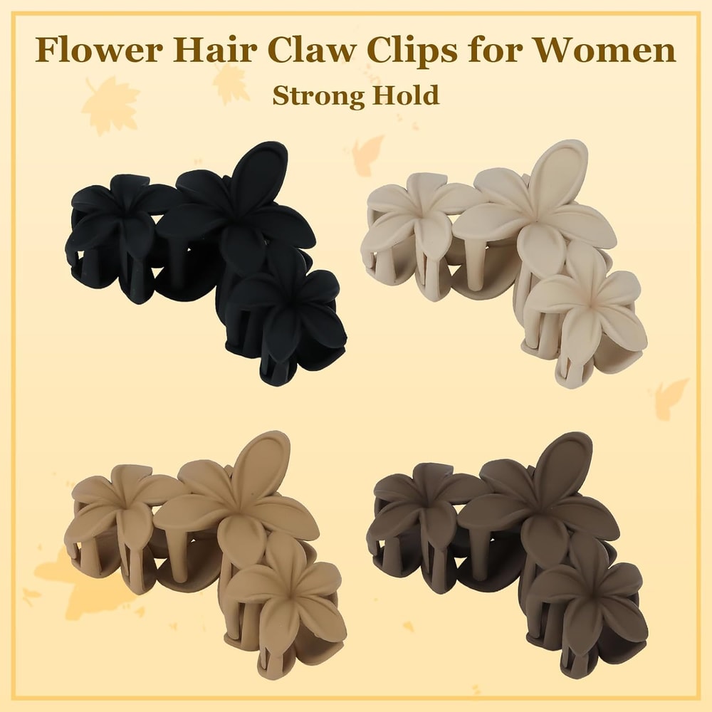 Nonslip Matte Flower Claw Hair Clip Elegant Big Claw For Beach Styling 4