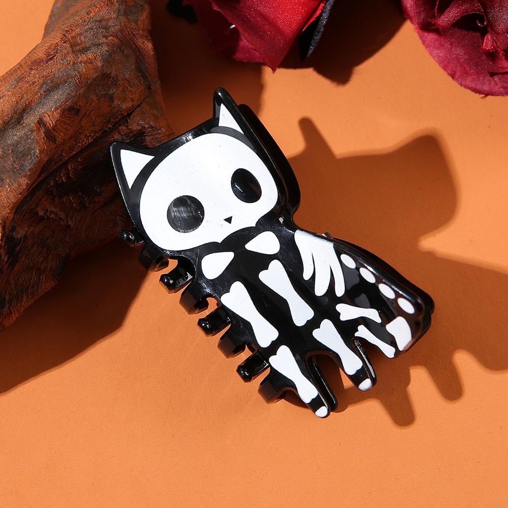 Luminous Skull Cat Hair Claw Durable Acrylic Shark Clip For Women Punk Style Perfect For Halloween 1