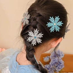 frozen snowflake hairpin - elsa princess hair clip for girls, winter side bb clip accessory