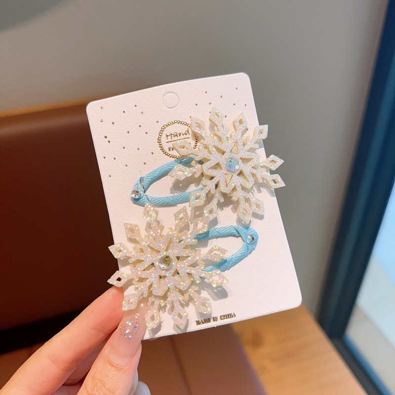 Frozen Snowflake Hairpin Elsa Princess Hair Clip For Girls Winter Side BB Clip Accessory 4