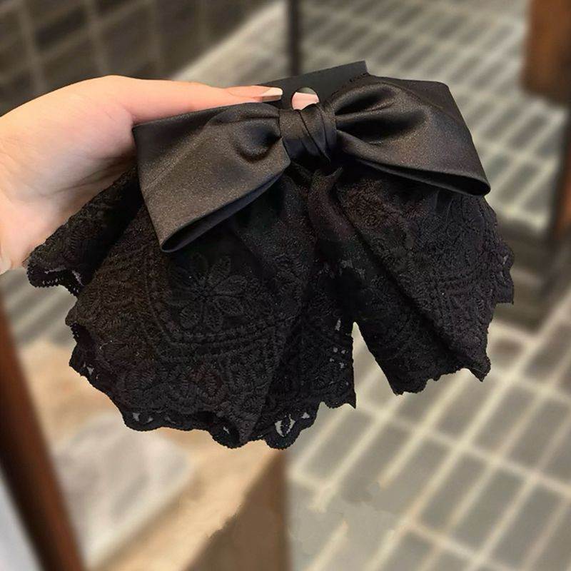 Romantic Lace Bow Ponytail Clip Elegant Lace Bow Hairpin For Chic Hair Styling 3