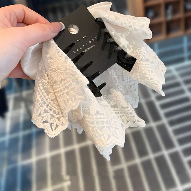 Romantic Lace Bow Ponytail Clip Elegant Lace Bow Hairpin For Chic Hair Styling 2