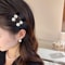 Exquisite Pearl Velvet Side Clip Hairpiece For Women Retro Black Bangs Clip HighEnd Fragrance Hair 4