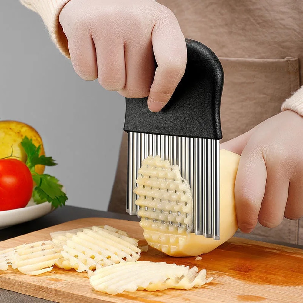 Stainless Steel Wavy Potato Cutter Knife – Perfect for Slicing Potatoes, Vegetables, and More