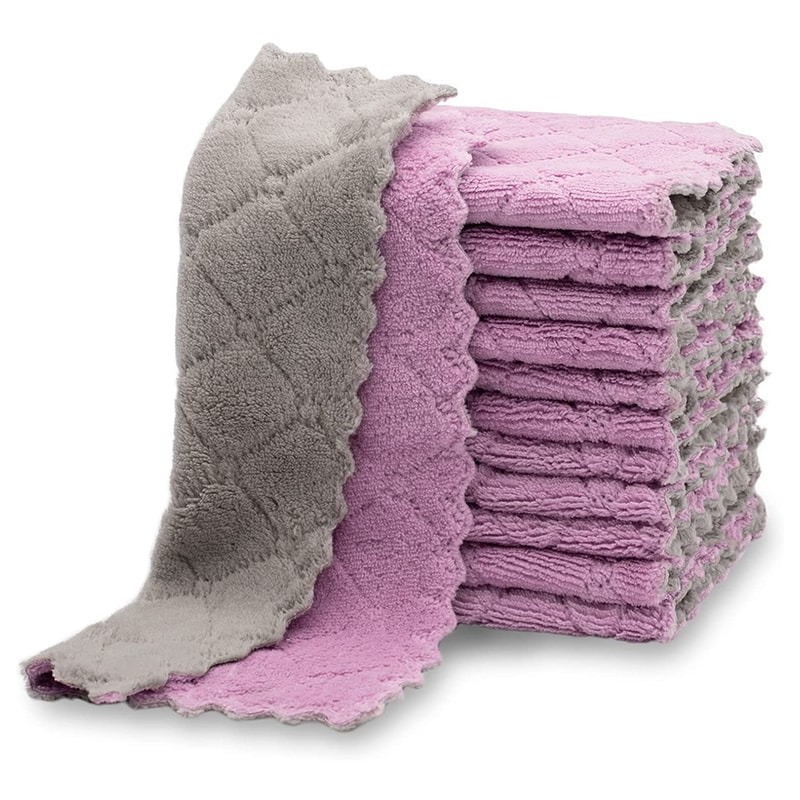 Super Absorbent Coral Velvet Kitchen Dish Towels Quick Dry Washable 8