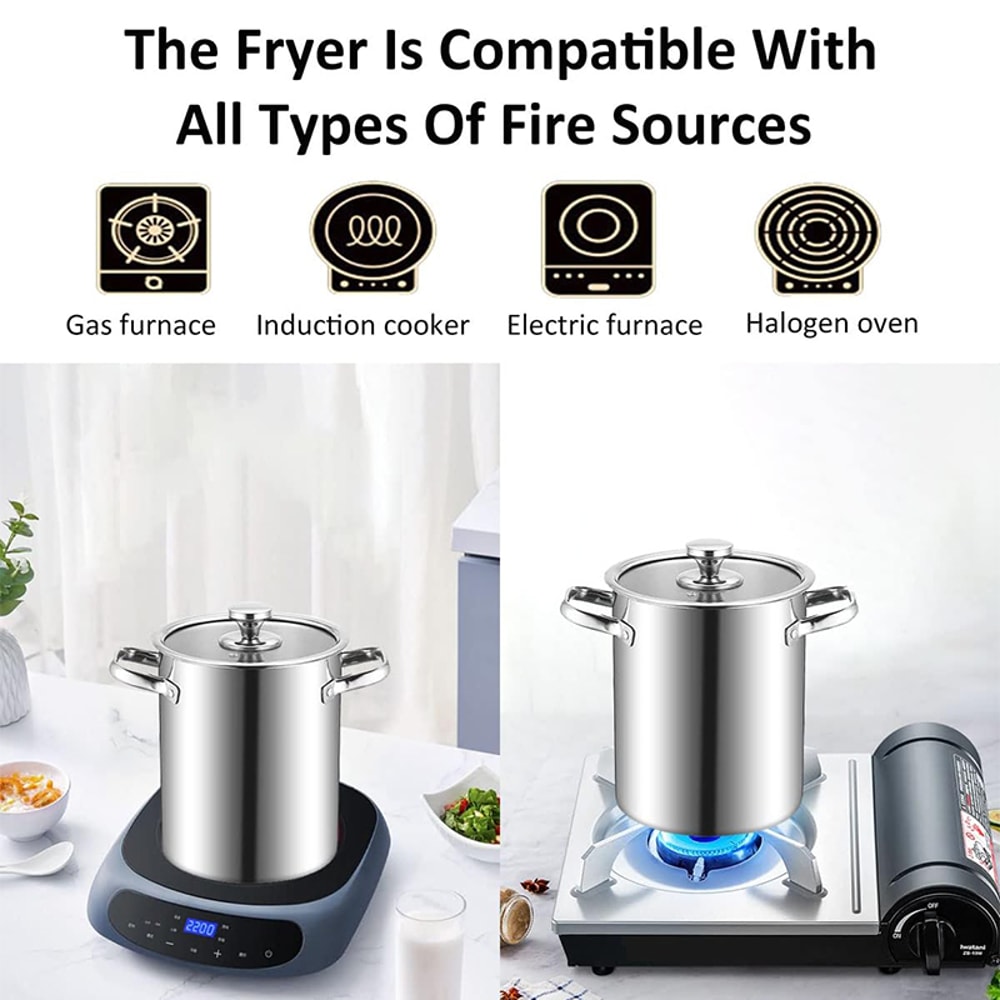 Stainless Steel Deep Fryer Pot With Basket And Lid Tempura Fryer For Home Cooking 2