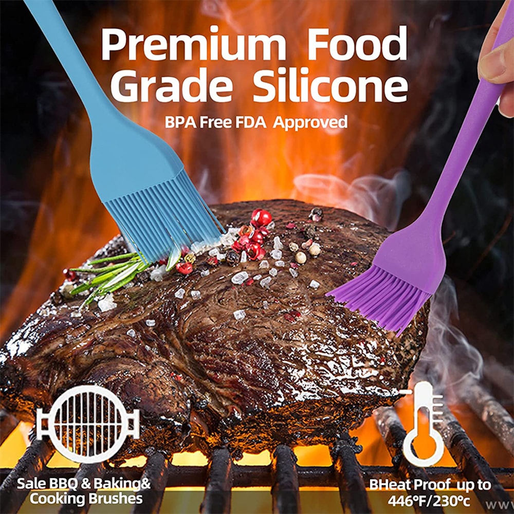 Premium Silicone Basting Brush Heat Resistant Pastry Brush For BBQ Baking And Grilling 3