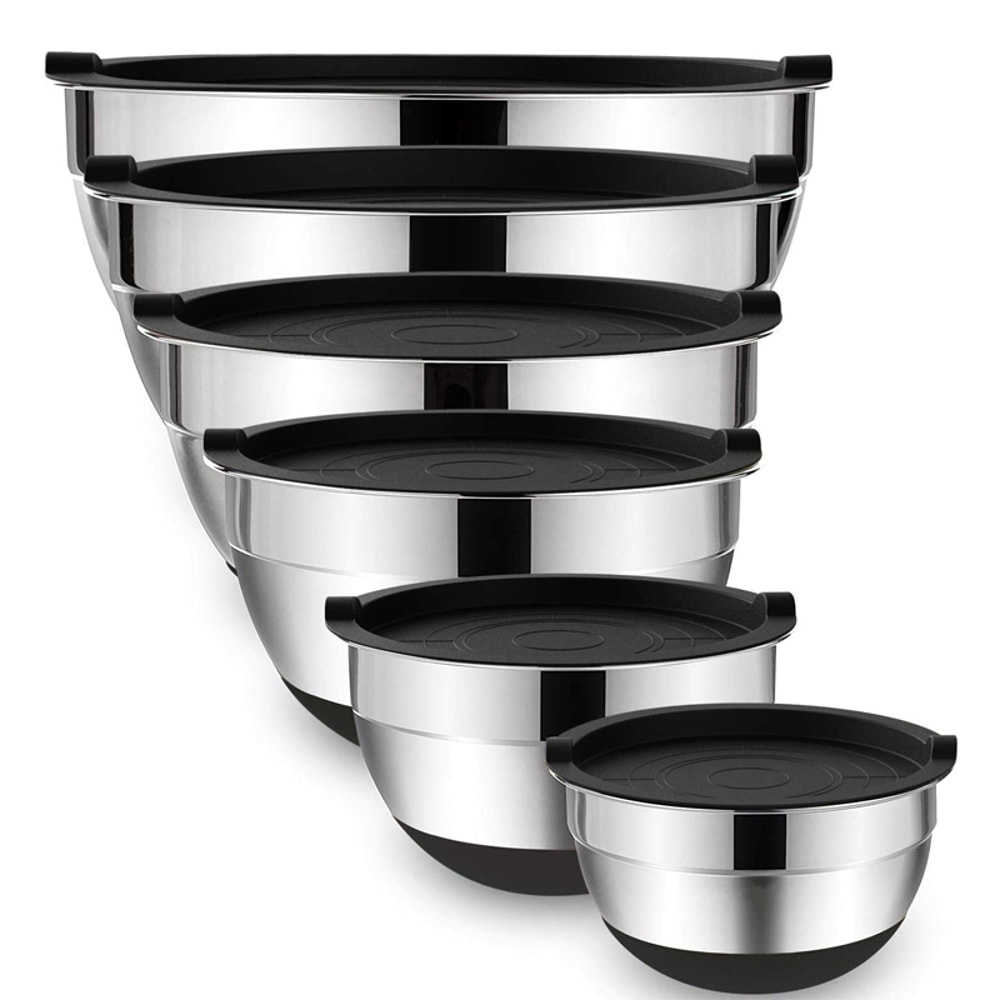 Premium Stainless Steel Mixing Bowls Set With Lids And Non Slip Bases For Baking And Storage 0