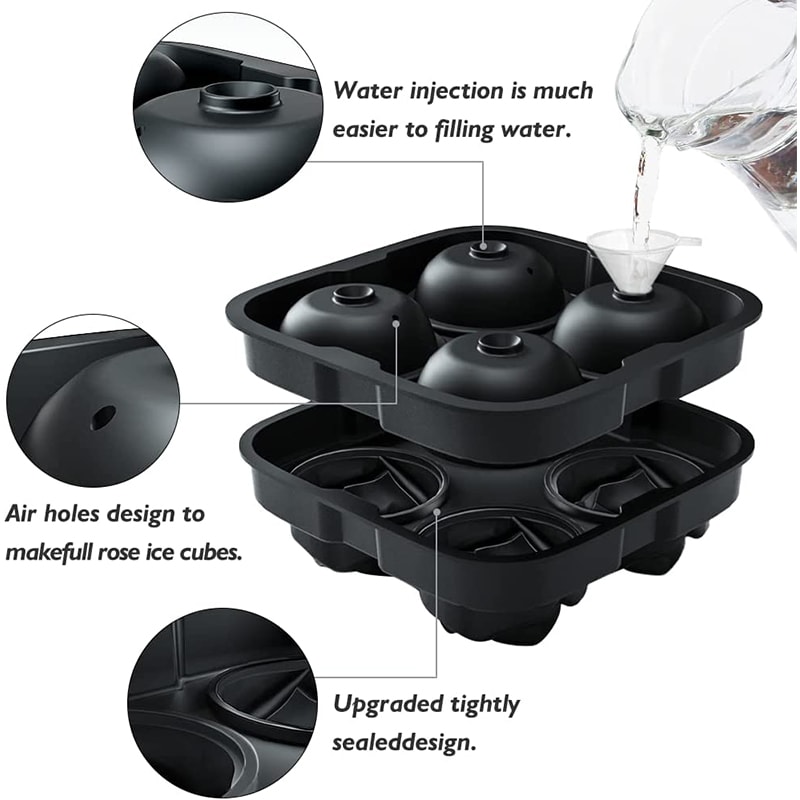 RoseShaped Silicone Ice Cube Tray With Funnel For Whiskey Cocktails 3