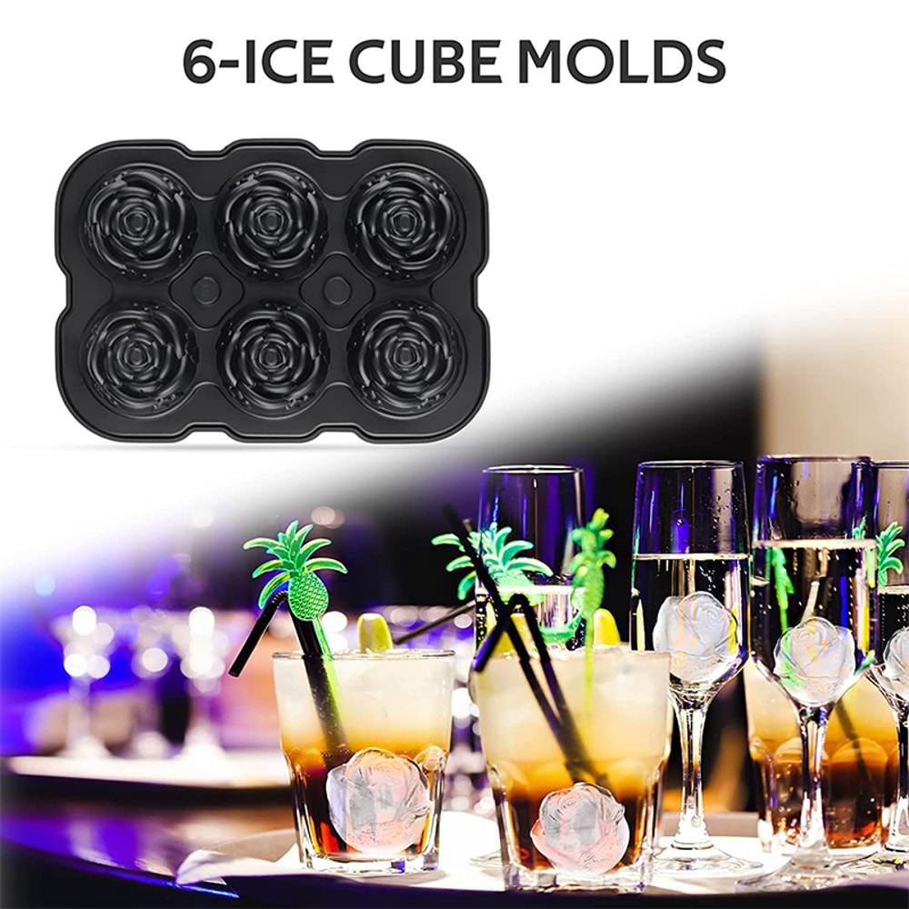 RoseShaped Silicone Ice Cube Tray With Funnel For Whiskey Cocktails 4