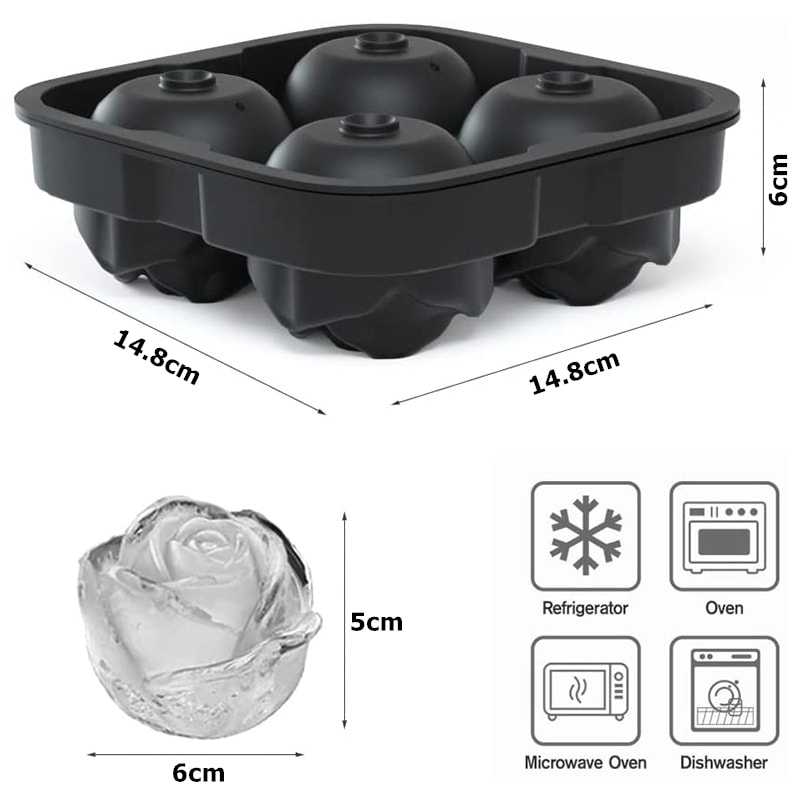 RoseShaped Silicone Ice Cube Tray With Funnel For Whiskey Cocktails 6