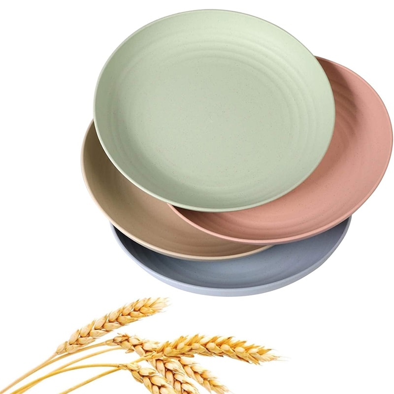Lightweight Wheat Straw Plates Set Unbreakable Reusable Dishwasher Microwave Safe Dinnerware 0