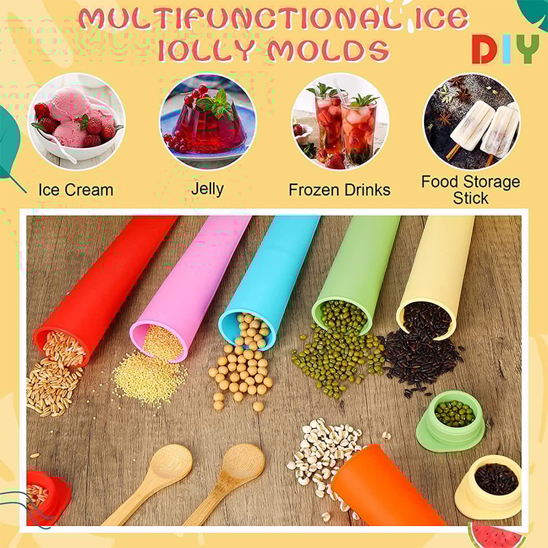 Silicone Ice Cream Lolly Molds Reusable Popsicle Maker For Kids 5
