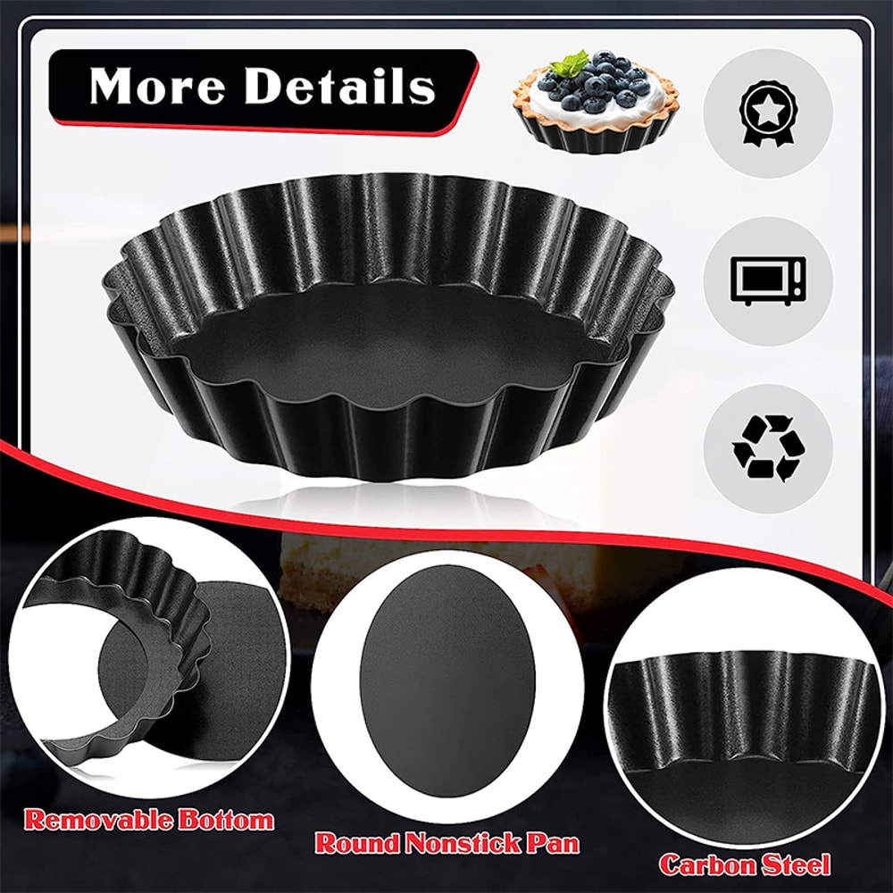 Mini Tart Pans With Removable Bottom NonStick Egg Tart Mold Set 1