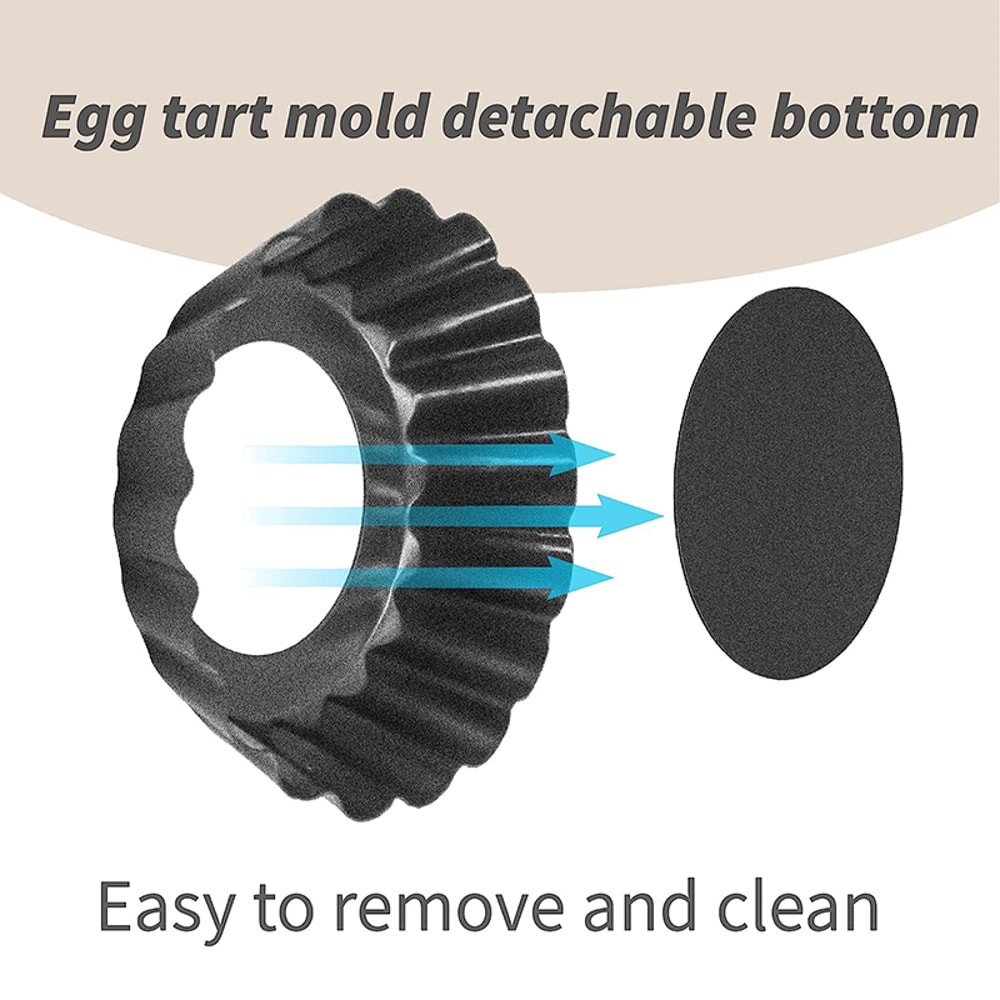 Mini Tart Pans With Removable Bottom NonStick Egg Tart Mold Set 4