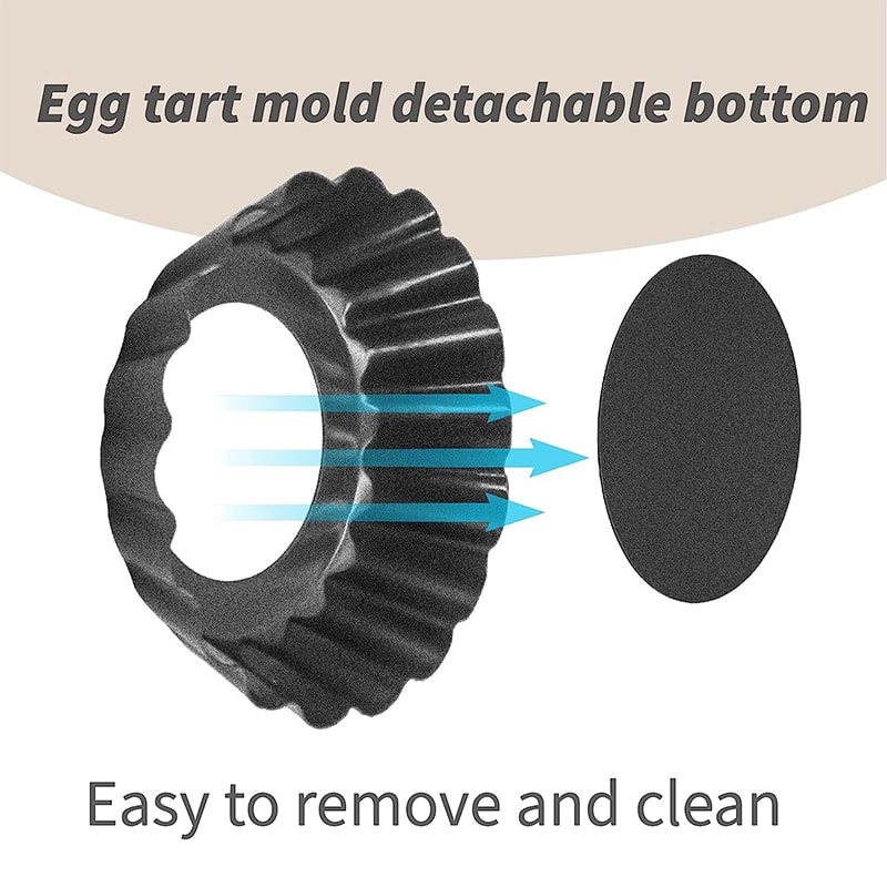 Mini Tart Pans With Removable Bottom NonStick Egg Tart Mold Set 4