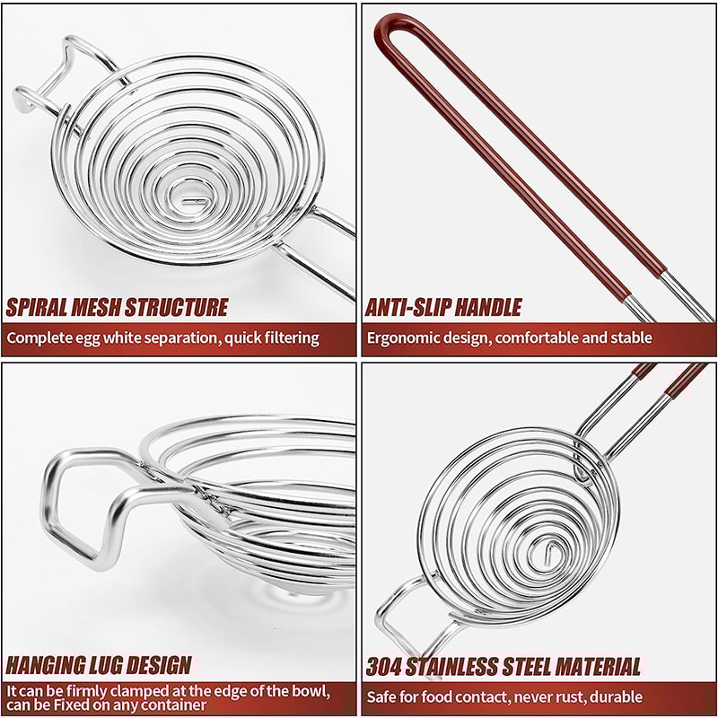 Stainless Steel Egg Separator Long Handle Egg White Yolk Divider Kitchen Gadget 3