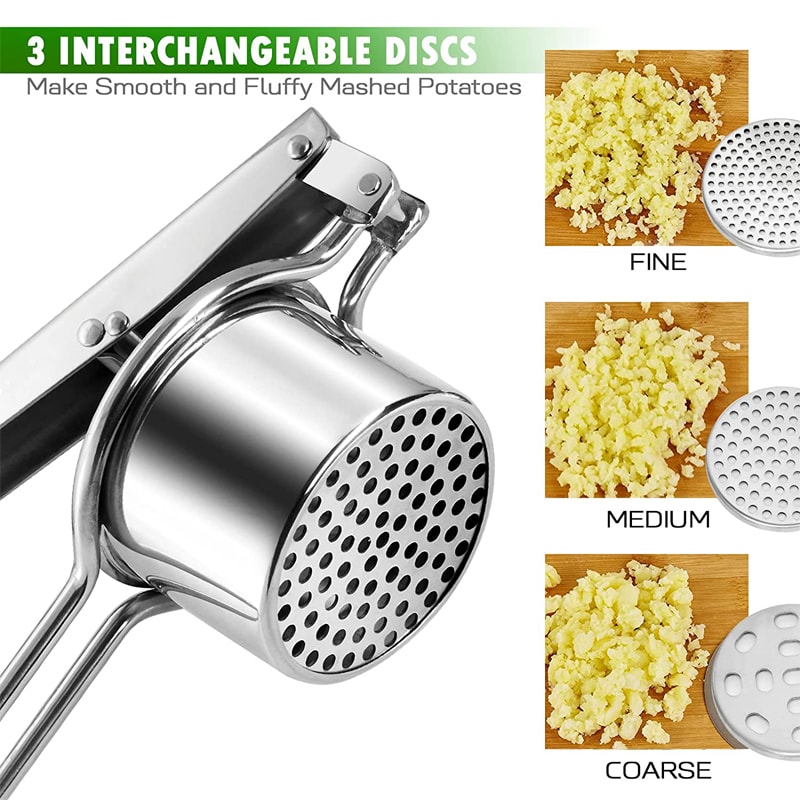 Stainless Steel Potato Ricer Manual Masher With Interchangeable Discs Fruit Juicer 2