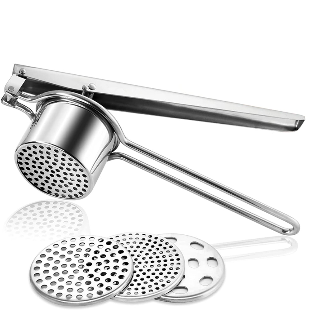 Stainless Steel Potato Ricer Manual Masher With Interchangeable Discs Fruit Juicer 6