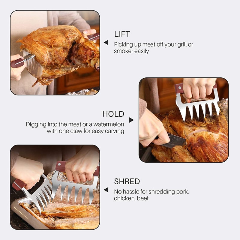 Bear Claws BBQ Meat Shredder With Wooden Handle Bottle Opener 1