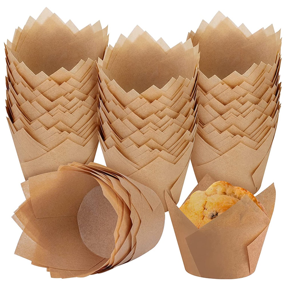 Premium Tulip Cupcake Liners Baking Cups Pack Cupcake Muffin Wrappers 0