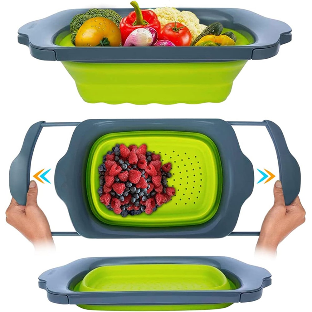 Premium Collapsible Colander With Extendable Handles For Fruits Vegetables 0