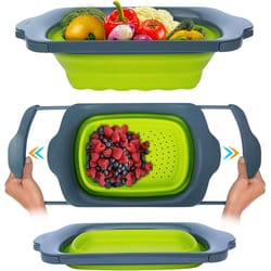 premium collapsible colander with extendable handles for fruits & vegetables