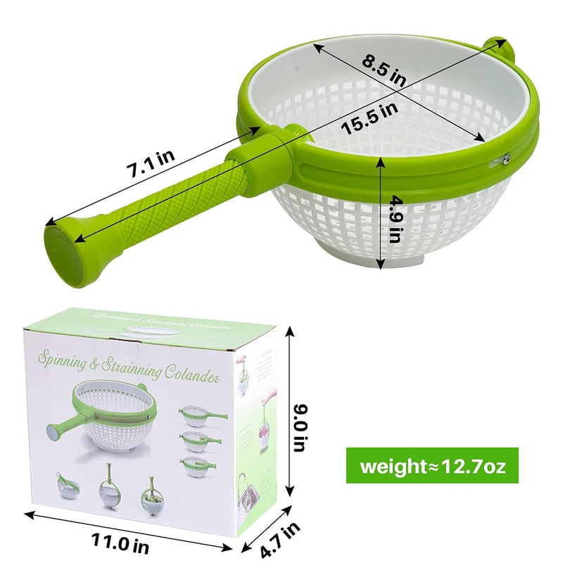 Quart Large Capacity Salad Spinner – Collapsible Salad Spinner & Vegetable Washer