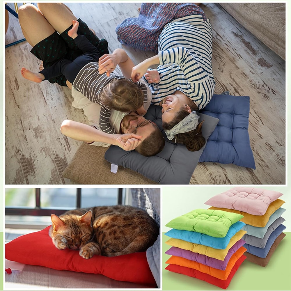 Chair Pads Cushions For Dining Chairs With Ties Square Floor Pillows For Meditation Flexible Seat 4